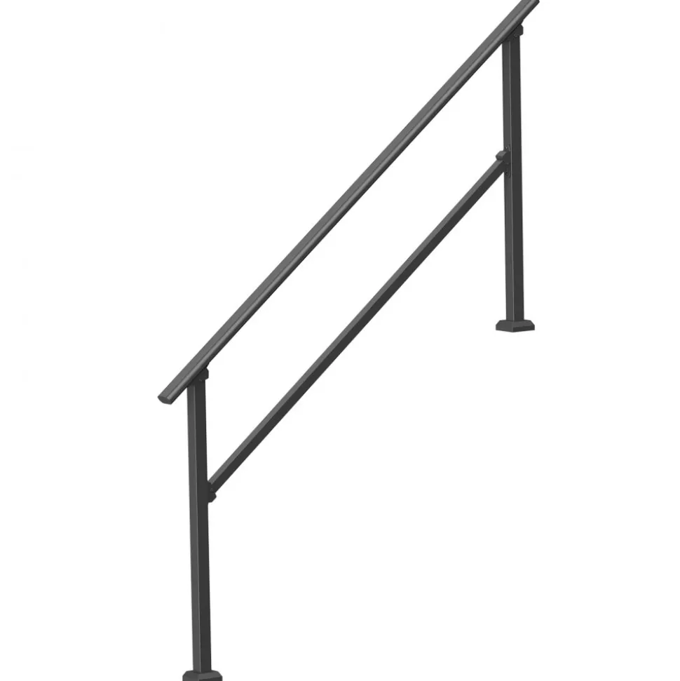 VEVOR Handrails for Outdoor Steps, 5 Step Stair Hand Rail Kit, Transitional Carbon Steel Railings with Installation Kit, Stair Rails for Seniors, Concrete Steps & Porch & Deck, Black Retro Arch