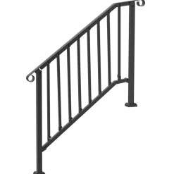 VEVOR Handrails for Outdoor Steps, 3-4 Step Stair Hand Rail Kit, Transitional Iron Railings with Installation Kit, Stair Rails for Seniors, Concrete Steps & Porch & Deck, Black Retro Arch