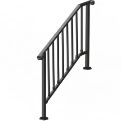 VEVOR Handrails for Outdoor Steps, 3-4 Step Stair Hand Rail Kit, Transitional Iron Railings with Installation Kit, Stair Rails for Seniors, Concrete Steps & Porch & Deck, Black Retro Arch
