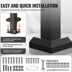 VEVOR Handrails for Outdoor Steps, 3-4 Step Stair Hand Rail Kit, Transitional Iron Railings with Installation Kit, Stair Rails for Seniors, Concrete Steps & Porch & Deck, Black Retro Arch