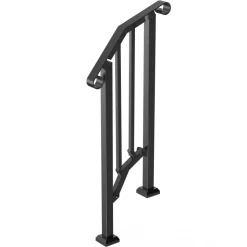 VEVOR Handrails for Outdoor Steps, 1-2 Step Stair Hand Rail Kit, Transitional Carbon Steel Railings with Installation Kit, Stair Rails for Seniors, Concrete Steps & Porch & Deck, Black Retro Arch