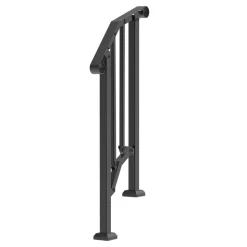 VEVOR Handrails for Outdoor Steps, 1-2 Step Stair Hand Rail Kit, Transitional Carbon Steel Railings with Installation Kit, Stair Rails for Seniors, Concrete Steps & Porch & Deck, Black Retro Arch
