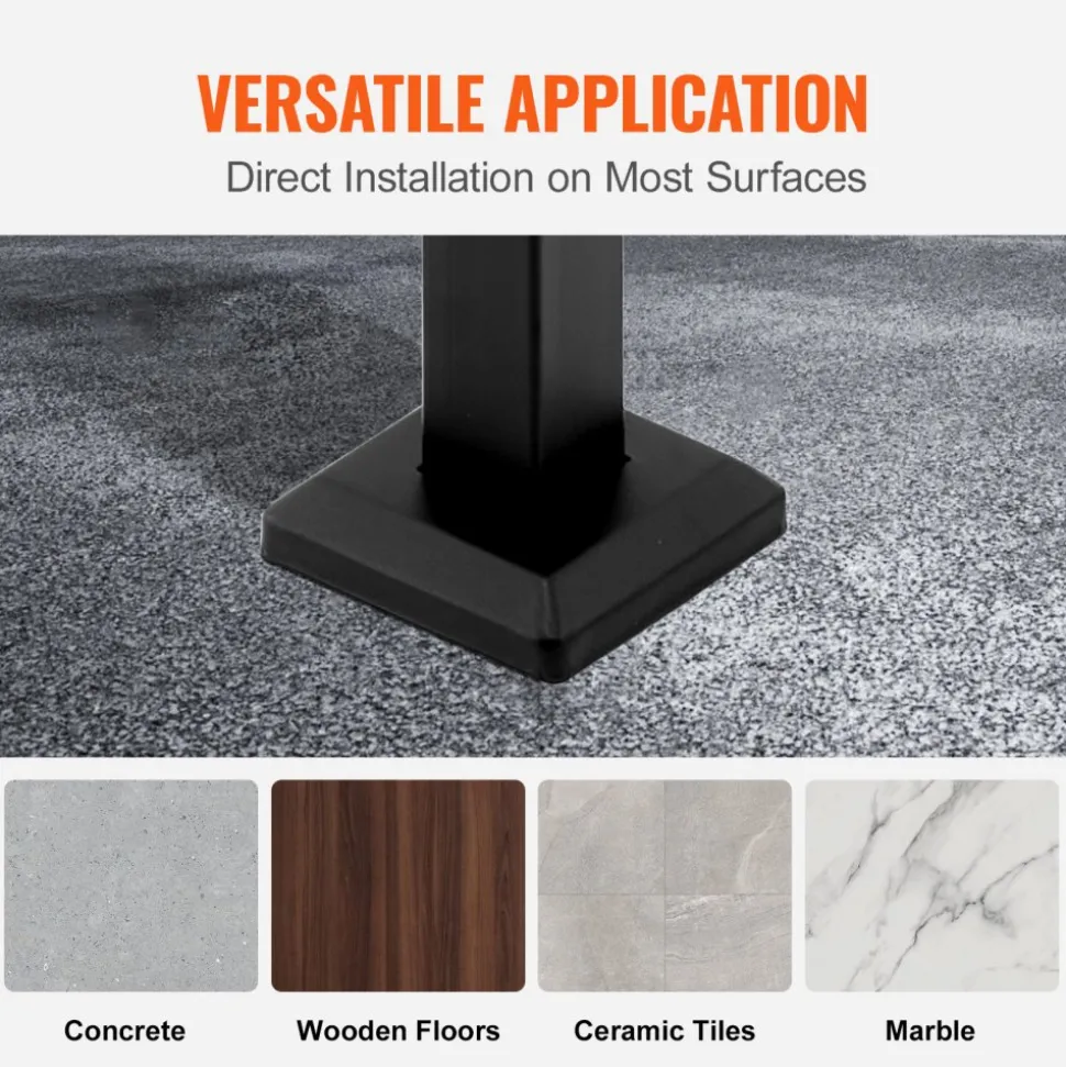 VEVOR Handrails for Outdoor Steps 1-2 Step Railings Wrought Iron Handrail Stair Railings for Steps Black Iron Railings for Steps Wall and Floor Mounted with Installation Kit