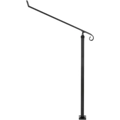 VEVOR Handrails for Outdoor Steps 1-2 Step Railings Wrought Iron Handrail Stair Railings for Steps Black Iron Railings for Steps Wall and Floor Mounted with Installation Kit