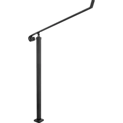 VEVOR Handrails for Outdoor Steps 1-2 Step Railings Wrought Iron Handrail Stair Railings for Steps Black Iron Railings for Steps Wall and Floor Mounted with Installation Kit