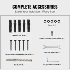 VEVOR Handrails for Outdoor Steps 1-2 Step Railings Wrought Iron Handrail Stair Railings for Steps Black Iron Railings for Steps Wall and Floor Mounted with Installation Kit