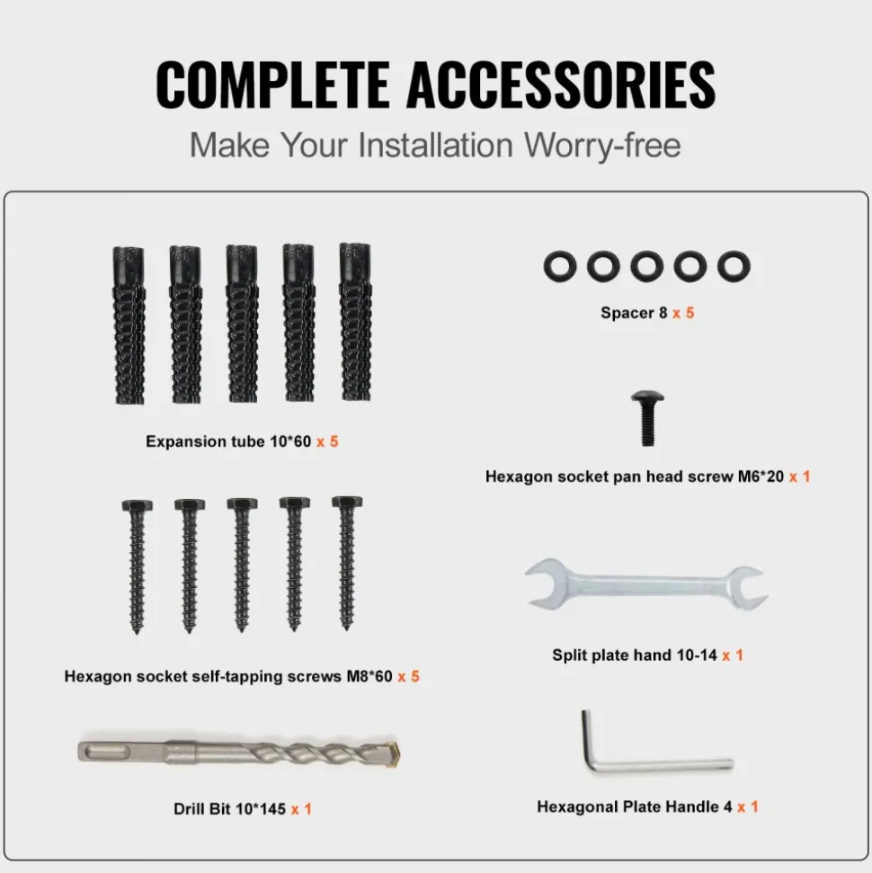 VEVOR Handrails for Outdoor Steps 1-2 Step Railings Wrought Iron Handrail Stair Railings for Steps Black Iron Railings for Steps Wall and Floor Mounted with Installation Kit