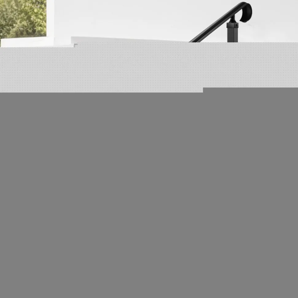 VEVOR Handrails for Outdoor Steps, 2-3 Step Adjustable Height, Carbon Steel Transitional Handrail with Installation Kit, Exterior Hand Railing for Steps, Concrete or Wooden Stairs, Porch, Matte Black
