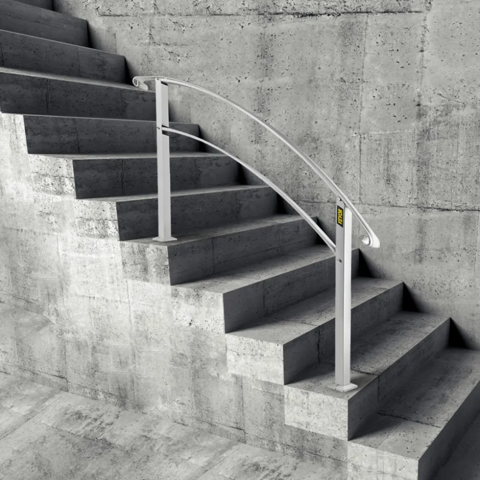 VEVOR Handrails for Outdoor Steps, Fit 1 or 4 Steps Outdoor Stair Railing, White Wrought Iron Handrail, Flexible Front Porch Hand Rail, Transitional Handrails for Concrete Steps or Wooden Stairs