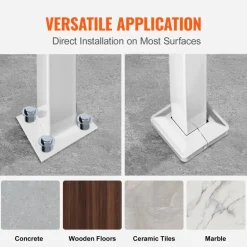 VEVOR Handrails for Outdoor Steps, Fit 1 or 4 Steps Outdoor Stair Railing, White Wrought Iron Handrail, Flexible Front Porch Hand Rail, Transitional Handrails for Concrete Steps or Wooden Stairs