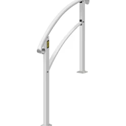 VEVOR Handrails for Outdoor Steps, Fit 1 or 4 Steps Outdoor Stair Railing, White Wrought Iron Handrail, Flexible Front Porch Hand Rail, Transitional Handrails for Concrete Steps or Wooden Stairs