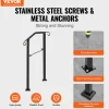 VEVOR Handrails for Outdoor Steps, Fit 1 or 2 Steps Outdoor Stair Railing, Arch#1 Wrought Iron Handrail, Flexible Porch Railing, Black Transitional Handrails for Concrete Steps or Wooden StairsVisit the Happybuy Store