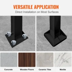 VEVOR Handrails for Outdoor Steps, Fit 1 or 5 Steps Outdoor Stair Railing, Black Wrought Iron Handrail, Flexible Front Porch Hand Rail, Transitional Handrails for Concrete Steps or Wooden Stairs