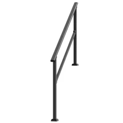 VEVOR Handrails for Outdoor Steps, 4-5 Step Stair Hand Rail Kit, Transitional Carbon Steel Railings with Installation Kit, Stair Rails for Seniors, Concrete Steps & Porch & Deck, Black Square Tube
