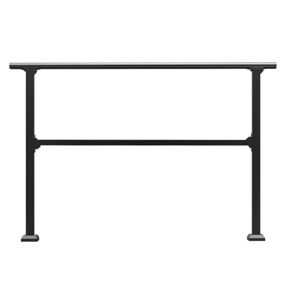 VEVOR Handrails for Outdoor Steps, 4-5 Step Stair Hand Rail Kit, Transitional Carbon Steel Railings with Installation Kit, Stair Rails for Seniors, Concrete Steps & Porch & Deck, Black Square Tube