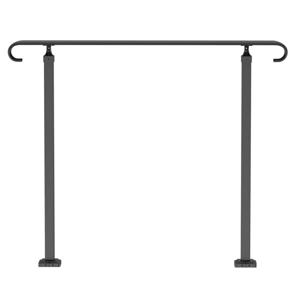 VEVOR Handrails for Outdoor Steps, Fit 1-3 Steps Wrought Iron Handrail, Outdoor Stair Railing, Adjustable Front Porch Hand Rail, Black Transitional Hand railings for Concrete Steps or Wooden Stairs