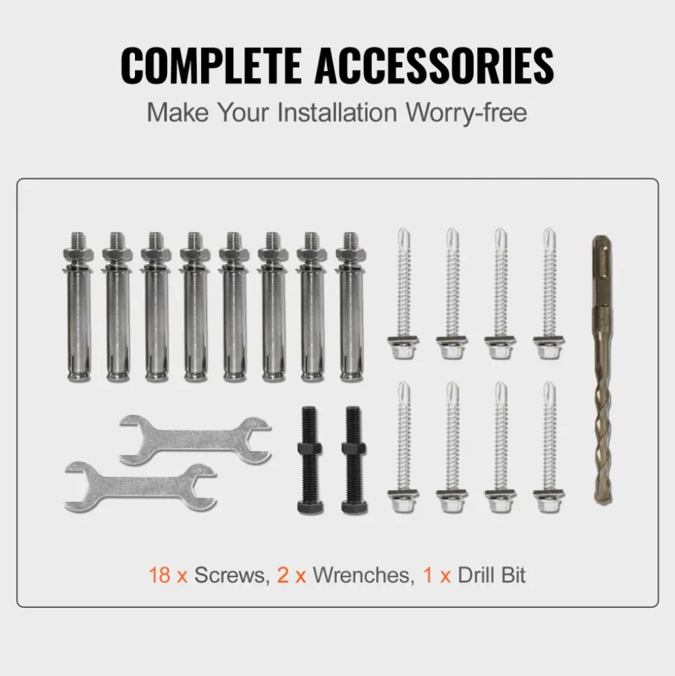 VEVOR Handrails for Outdoor Steps, Fit 1-3 Steps Wrought Iron Handrail, Outdoor Stair Railing, Adjustable Front Porch Hand Rail, Black Transitional Hand railings for Concrete Steps or Wooden Stairs
