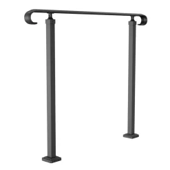 VEVOR Handrails for Outdoor Steps, Fit 1-3 Steps Wrought Iron Handrail, Outdoor Stair Railing, Adjustable Front Porch Hand Rail, Black Transitional Hand railings for Concrete Steps or Wooden Stairs