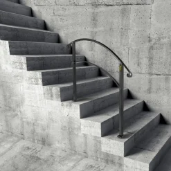 VEVOR Handrails for Outdoor Steps, Fit 1 or 3 Steps Outdoor Stair Railing, Black Wrought Iron Handrail, Flexible Front Porch Hand Rail, Transitional Handrails for Concrete Steps or Wooden Stairs
