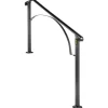 VEVOR Handrails for Outdoor Steps, Fit 4 or 5 Steps Outdoor Stair Railing, Arch#4 Wrought Iron Handrail, Flexible Porch Railing, Black Transitional Handrails for Concrete Steps or Wooden Stairs