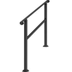 VEVOR Handrails for Outdoor Steps, 2-3 Step Stair Hand Rail & Indoor Railing Kit, Railings for Outside Steps with Installation Kit, Hand Rails for Seniors,Porch Railing & Deck Hand Rail, Black