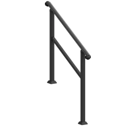 VEVOR Handrails for Outdoor Steps, 2-3 Step Stair Hand Rail & Indoor Railing Kit, Railings for Outside Steps with Installation Kit, Hand Rails for Seniors,Porch Railing & Deck Hand Rail, Black