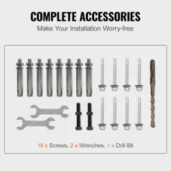 VEVOR Handrails for Outdoor Steps, Fit 3-5 Steps Outdoor Stair Railing, Wrought Iron Handrail, Flexible Front Porch Hand Rail, Black Transitional Hand railings for Concrete Steps or Wooden Stairs