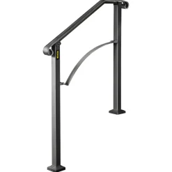 VEVOR Handrails for Outdoor Steps, Fit 2 or 3 Steps Outdoor Stair Railing, Arch#2 Wrought Iron Handrail, Flexible Porch Railing, Black Transitional Handrails for Concrete Steps or Wooden Stairs