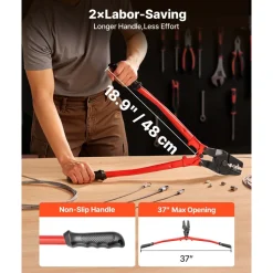 VEVOR 24" Hand Swager Cable Wire Rope Cutter Swage 1/16" 3/32" 1/8" 5/32" 3/16" Aluminum Sleeves Copper