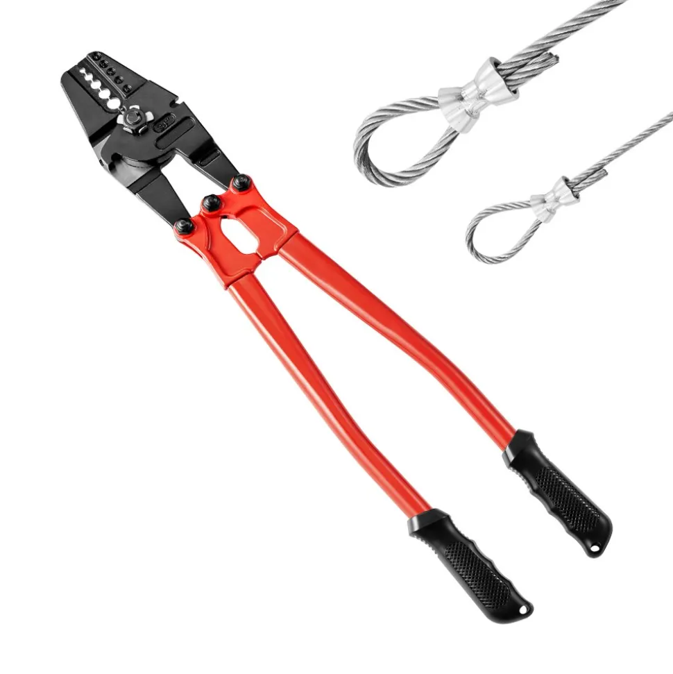 VEVOR 24" Hand Swager Cable Wire Rope Cutter Swage 1/16" 3/32" 1/8" 5/32" 3/16" Aluminum Sleeves Copper