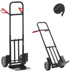 VEVOR Hand Truck, 600 lbs Load Capacity, Heavy-Duty Hand Truck Dolly with Wheels & Telescoping Handle, Portable Dolly with Tie-down Strap for Moving Home, Office, Warehouse, Supermarket
