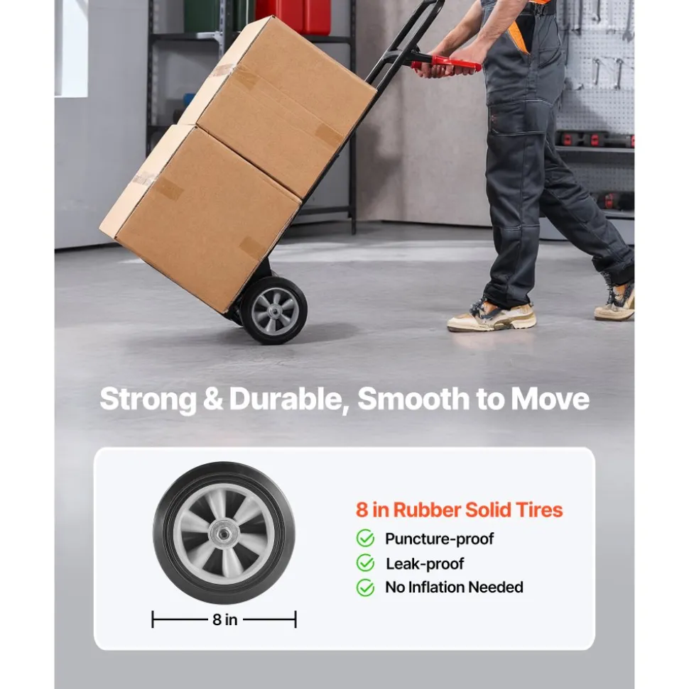 VEVOR Hand Truck, 600 lbs Load Capacity, Heavy-Duty Hand Truck Dolly with Wheels & Telescoping Handle, Portable Dolly with Tie-down Strap for Moving Home, Office, Warehouse, Supermarket