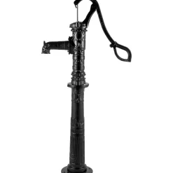 VEVOR Hand Water Pump with Stand 15.7 x 9.4 x 53.1 inch Pitcher Pump & 26 inch Pump Stand with Pre-set 1/2" Holes for Easy Installation Rustic Cast Iron Well Pump for Yard Garden Farm Irrigation Blac