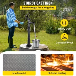 VEVOR Hand Water Pump with Stand 15.7 x 9.4 x 53.1 inch Pitcher Pump & 26 inch Pump Stand with Pre-set 1/2
