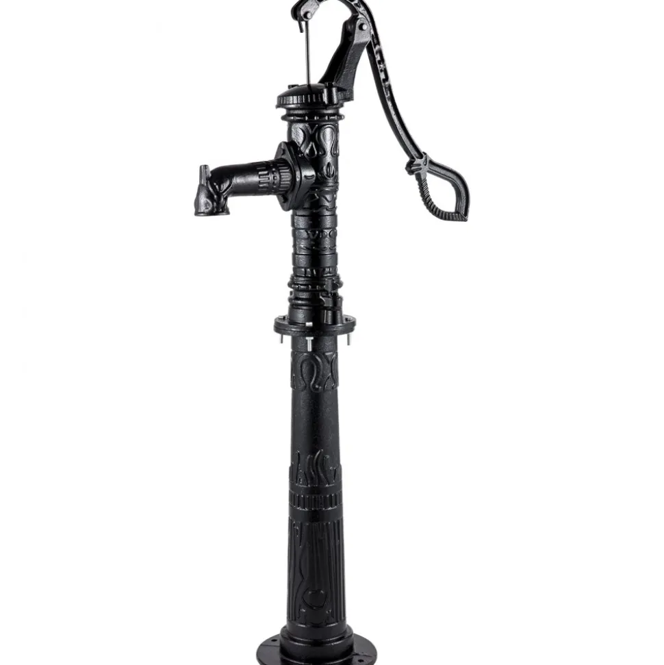 VEVOR Hand Water Pump with Stand 15.7 x 9.4 x 53.1 inch Pitcher Pump & 26 inch Pump Stand with Pre-set 1/2" Holes for Easy Installation Rustic Cast Iron Well Pump for Yard Garden Farm Irrigation Blac