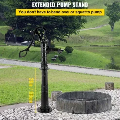 VEVOR Hand Water Pump with Stand 15.7 x 9.4 x 53.1 inch Pitcher Pump & 26 inch Pump Stand with Pre-set 1/2
