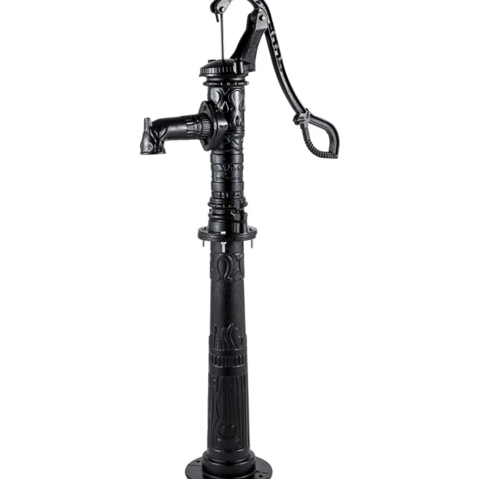 VEVOR Hand Water Pump with Stand 15.7 x 9.4 x 53.1 inch Pitcher Pump & 26 inch Pump Stand with Pre-set 1/2" Holes for Easy Installation Rustic Cast Iron Well Pump for Yard Garden Farm Irrigation Blac