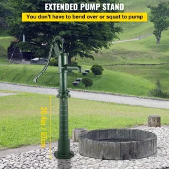 VEVOR Hand Water Pump with Stand, 15.7 x 9.4 x 51.6 inch Pitcher Pump& 26 inch Pump Stand with Pre-set 1/2