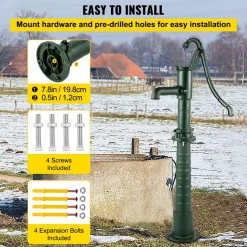 VEVOR Hand Water Pump with Stand, 15.7 x 9.4 x 51.6 inch Pitcher Pump& 26 inch Pump Stand with Pre-set 1/2