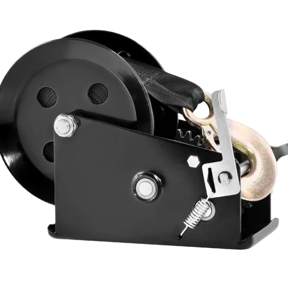 VEVOR Hand Winch, 3500 lbs Pulling Capacity, Boat Trailer Winch Heavy Duty Rope Crank with 33 ft Polyester Strap and Two-Way Ratchet, Manual Operated Hand Crank Winch for Trailer, Boat or ATV Towing