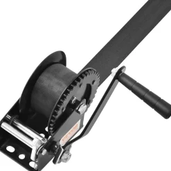 VEVOR Hand Winch, 1200 lbs Pulling Capacity, Boat Trailer Winch Heavy Duty Rope Crank with 23 ft Polyester Strap and Two-Way Ratchet, Manual Operated Hand Crank Winch for Trailer, Boat or ATV Towing