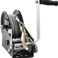 VEVOR Hand Winch, 2000 lbs Pulling Capacity, Boat Trailer Winch Heavy Duty Rope Crank with 23 ft Polyester Strap and Two-Way Ratchet, Manual Operated Hand Crank Winch for Trailer, Boat or ATV Towing
