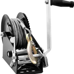 VEVOR Hand Winch, 2000 lbs Pulling Capacity, Boat Trailer Winch Heavy Duty Rope Crank with 23 ft Polyester Strap and Two-Way Ratchet, Manual Operated Hand Crank Winch for Trailer, Boat or ATV Towing