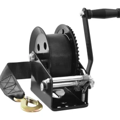 VEVOR Hand Winch, 1600 lbs Pulling Capacity, Boat Trailer Winch Heavy Duty Rope Crank with 33 ft Polyester Strap and Two-Way Ratchet, Manual Operated Hand Crank Winch for Trailer, Boat or ATV Towing