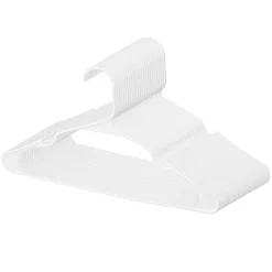 VEVOR Hangers, 0.2 in Ultra-Thin, 50 Pack White Plastic Hangers with Stable Triangular Top Structure & Wider Notch Design , Non-Slip Space Saving Hangers, Fit for T-Shirt, Shirt, Sling & Pant