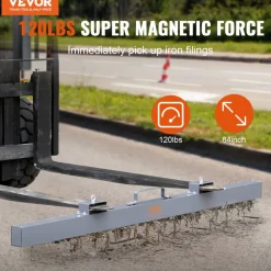 VEVOR Hanging Magnetic Sweeper Pickup Tool, 120lbs Nail Hang-Type Magnetic Forklift Sweeper, Industrial Grade Magnets Steel Material Hunting Accessories for Picking Up Bolts Nails Iron Chips Metals