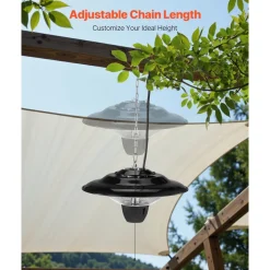 VEVOR Hanging Patio Heater, 1500W Electric Space Infrared Heater, IP34 Protection with 23.6 inch Pull Cord & Adjustable Chain, for Porch,Patio,Dining Room,Studio Outdoor/Indoor