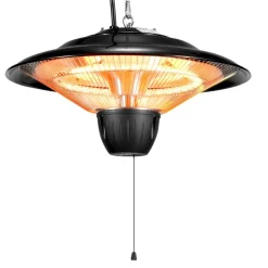 VEVOR Hanging Patio Heater, 1500W Outdoor/Indoor Electric Space Infrared Heater, IP34 Protection Ceiling Heater with 23.6 inch Pull Cord & 20 inch Adjustable Chain, for Porch,Patio,Dining Room,Studio