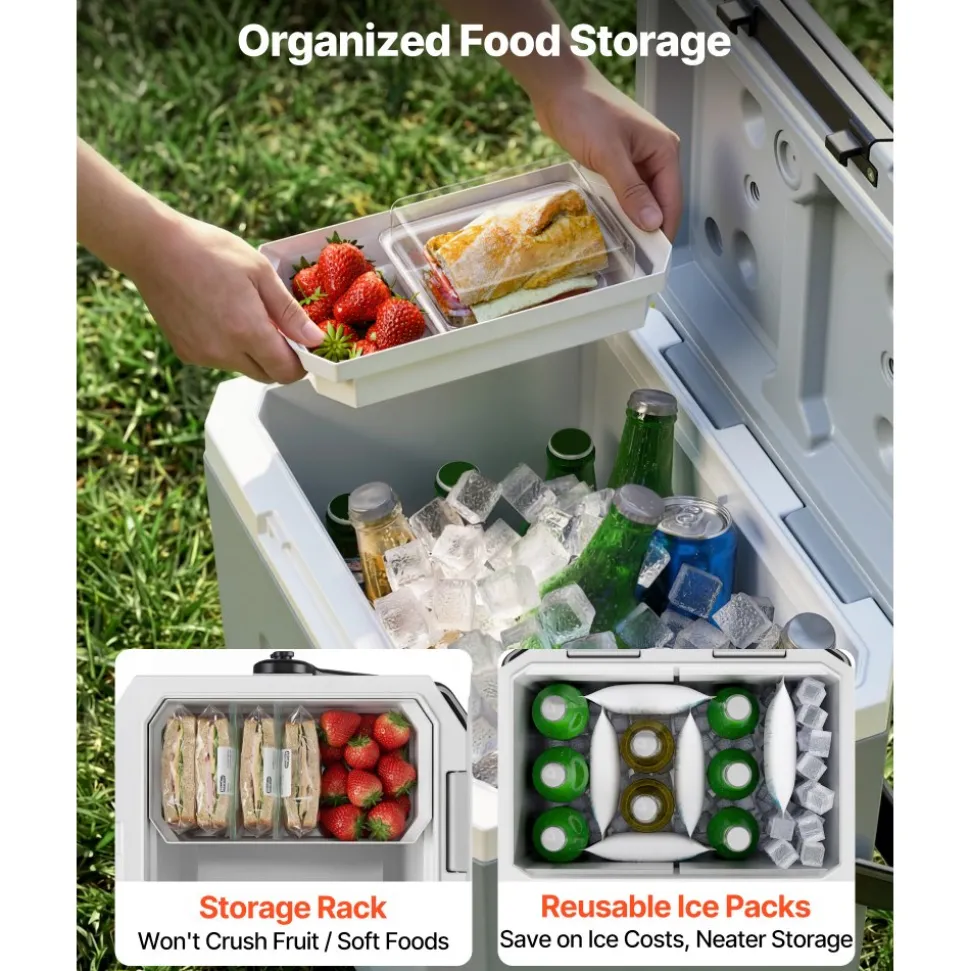 VEVOR Hard Cooler, 17QT Portable Cooler, Leak-Resistant Coolbox Keeps Contents Cool for 48 Hours, Insulated Chests with Ice Retention and Heavy-Duty Handle, Ultra-Light for Camping, Concerts, Sports