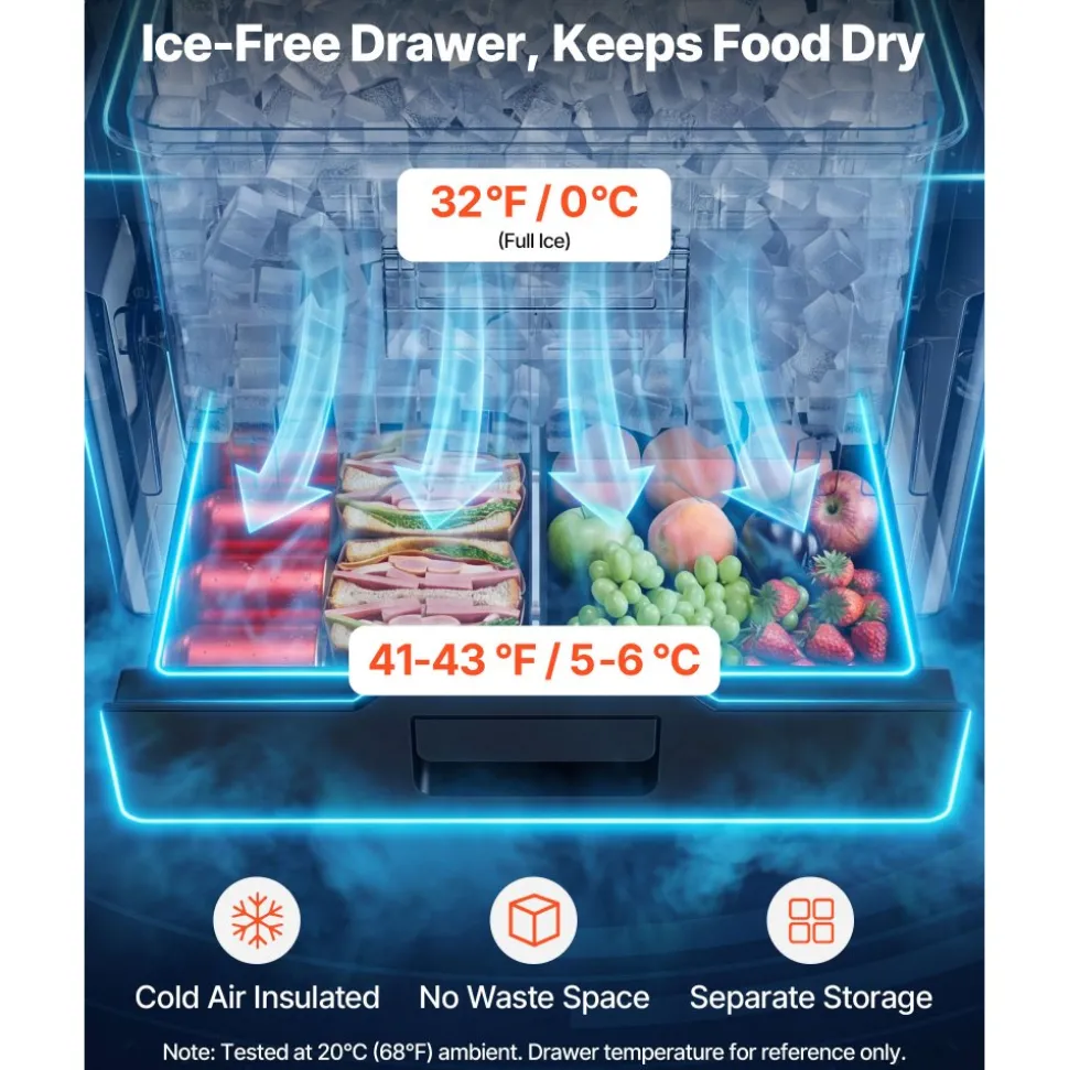 VEVOR Hard Cooler, 50QT Portable Cooler, Leak-Resistant Coolbox Keeps Contents Cool for 48 Hours, Insulated Chests with Ice Retention and Heavy-Duty Handle, Ultra-Light for Camping, Concerts, Sports